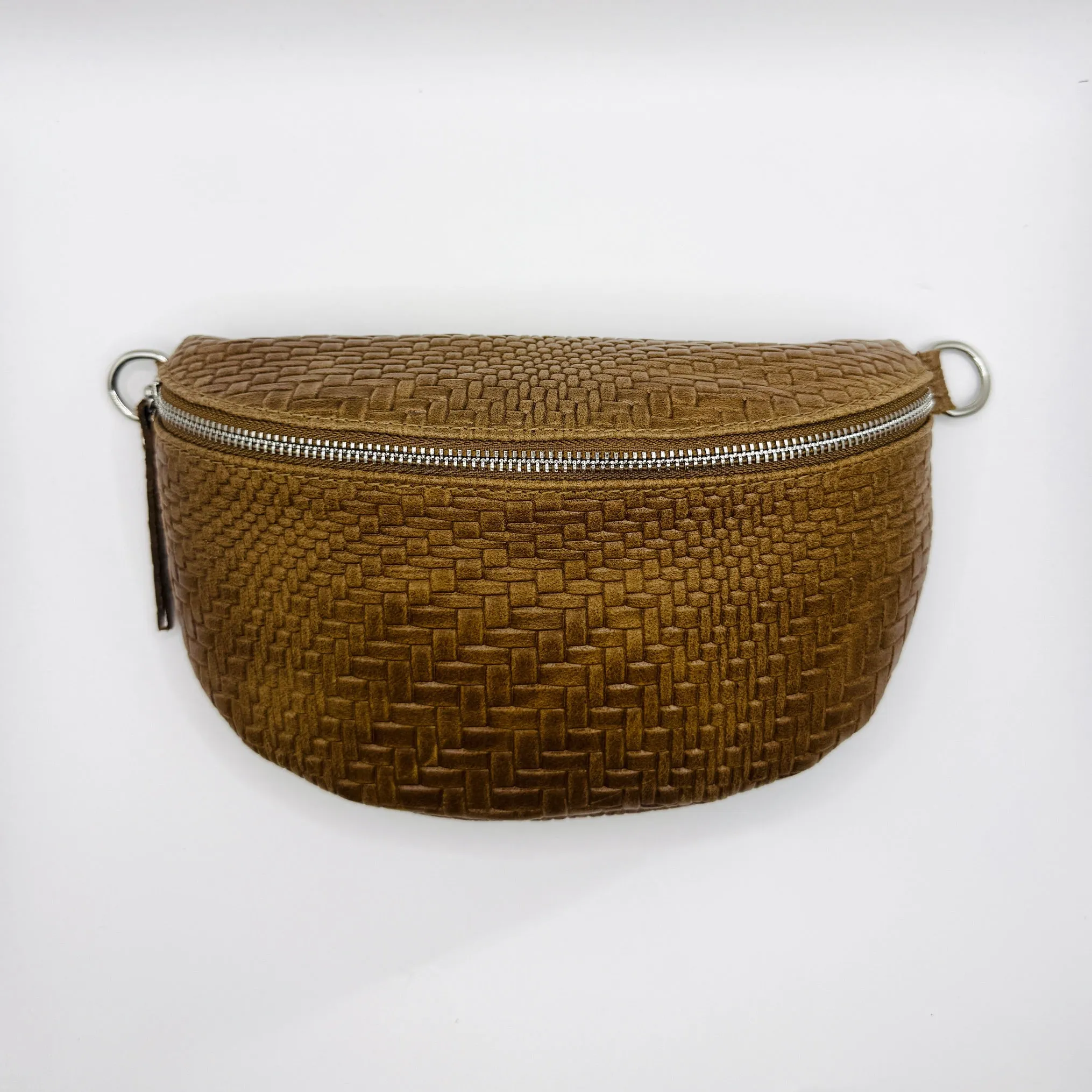 Cognac Weave Crossbody Bag