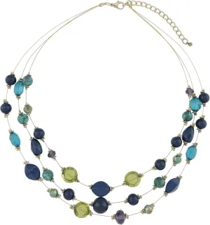 Coiris 3 Layers Illusion Wire Beaded Statement 19.5" Necklace for Women