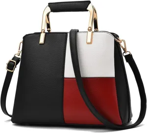 Color Block Handbag for Women - Stylish Top Handle Crossbody Bag - Large Casual Tote Purse (Grey)