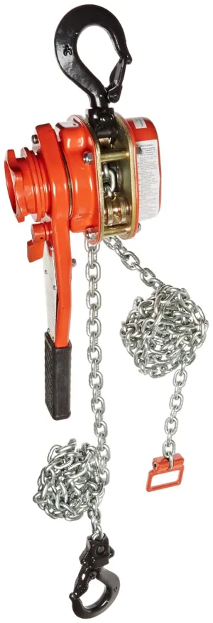 Columbus McKinnon Series 653 Steel Chain Lever Hoist, 11" Lever, 3/4 ton Capacity, 10' Lift Height