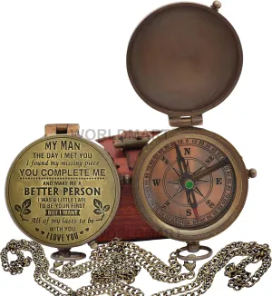Compass for Husband, Anniversary, Long Distance Relationship - I Miss You Gift for Army Boyfriend