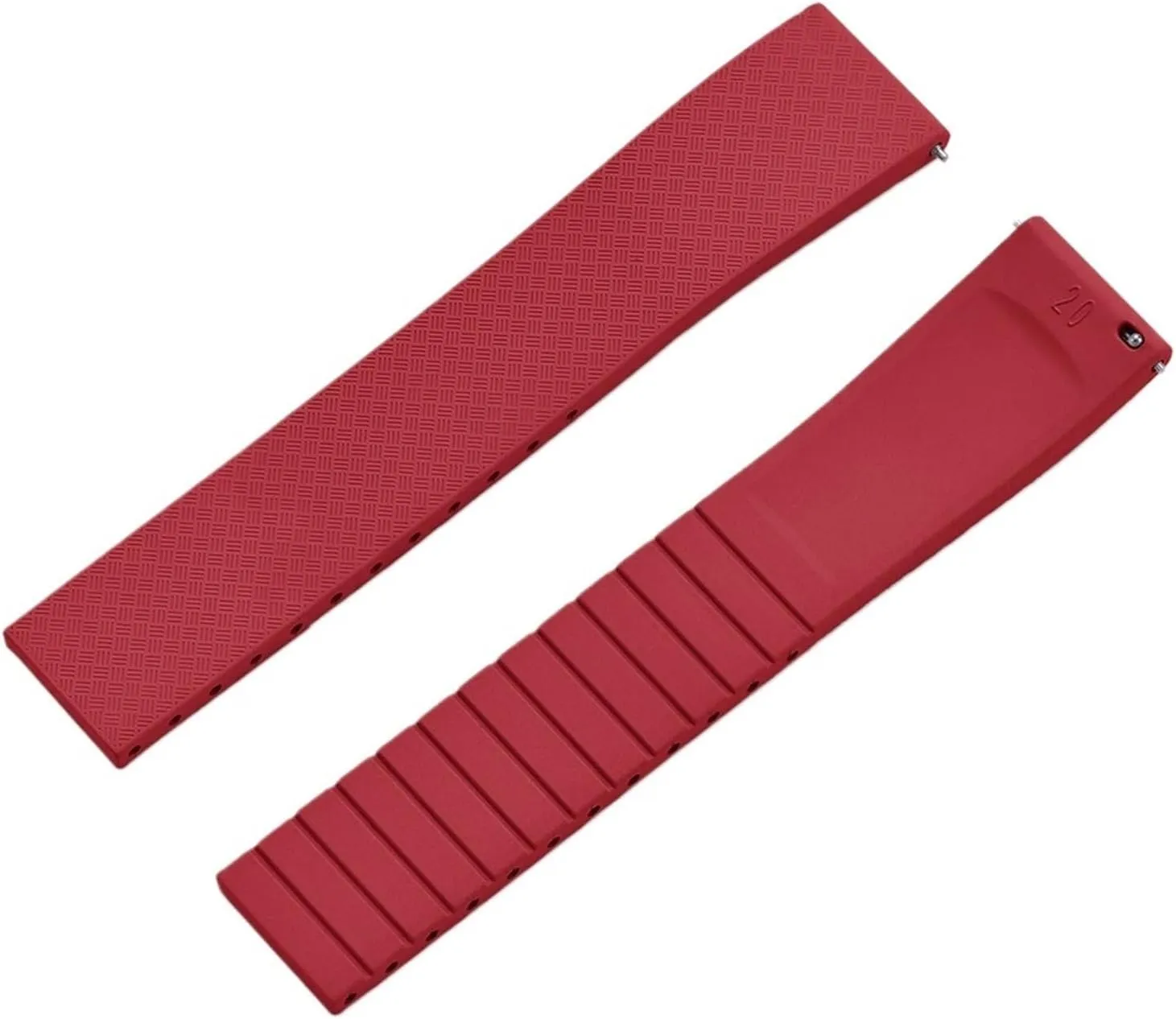 Compatible with CTS Fluororubber Watch Strap 18mm 19mm 20mm 22mm Quick Release Butterfly Buckle FKM Watch Bands Strap Compatible with Cut to Size(Red,22MM_NO Buckle)