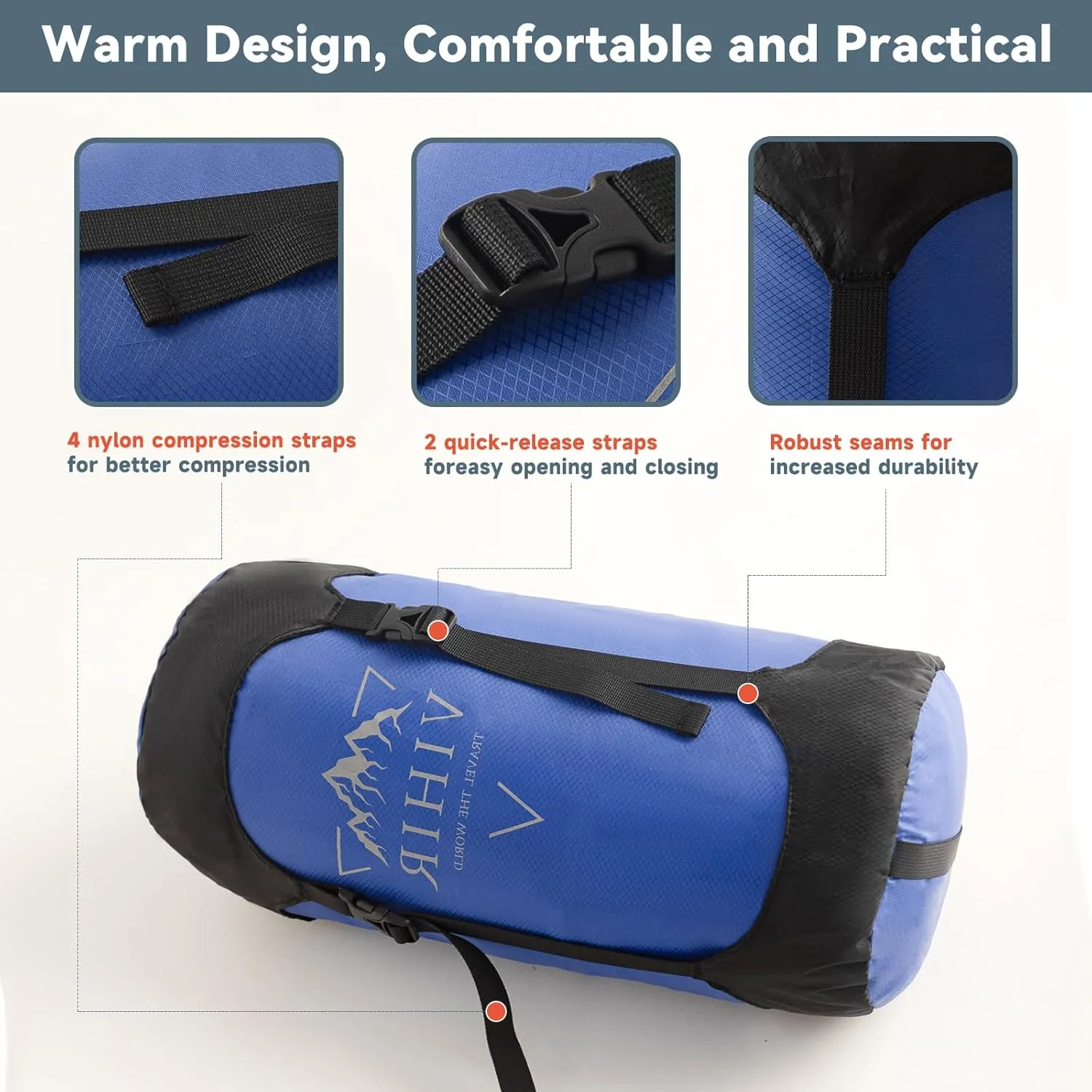 Compression Sack -Rainproof Design and Space Saving,Ultralight 10L/14L/20LSleeping Bag Stuff Sack for Hiking and Camping