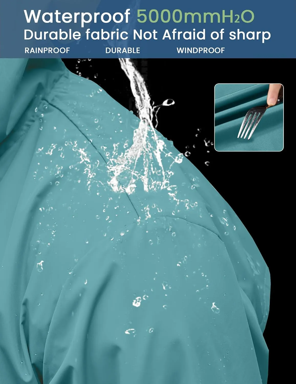 COOFANDY Men's Long Raincoat Ligtweight Rain Jacket Waterproof Outdoor Jackets with Hood