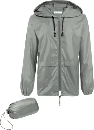 COOFANDY Mens Packable Rain Jacket Lightweight Waterproof Raincoat with Hood Outdoor Rain Gear Travel Hiking Cycling