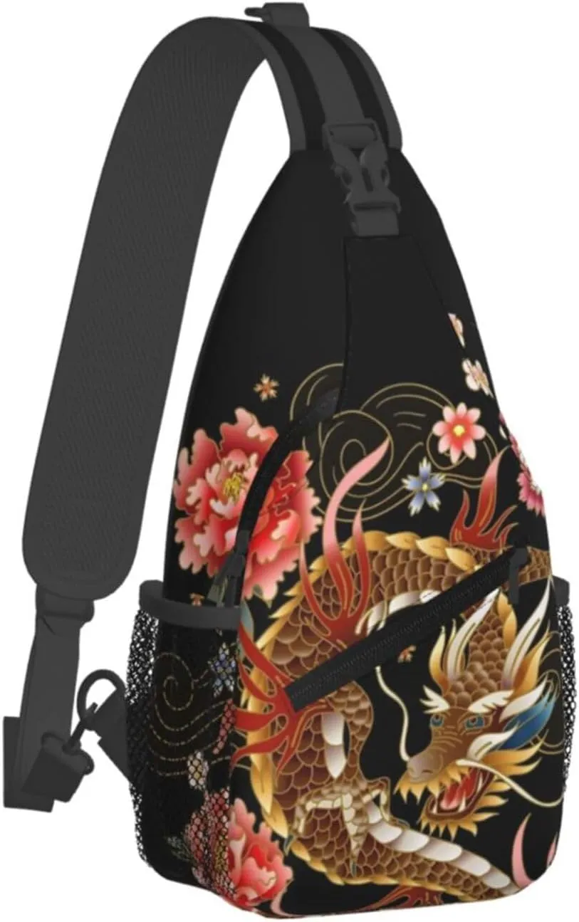 Cool Dragon Crossbody Sling Backpack Sling Bag Travel Hiking Chest Bag Dragon Daypack for Men Women