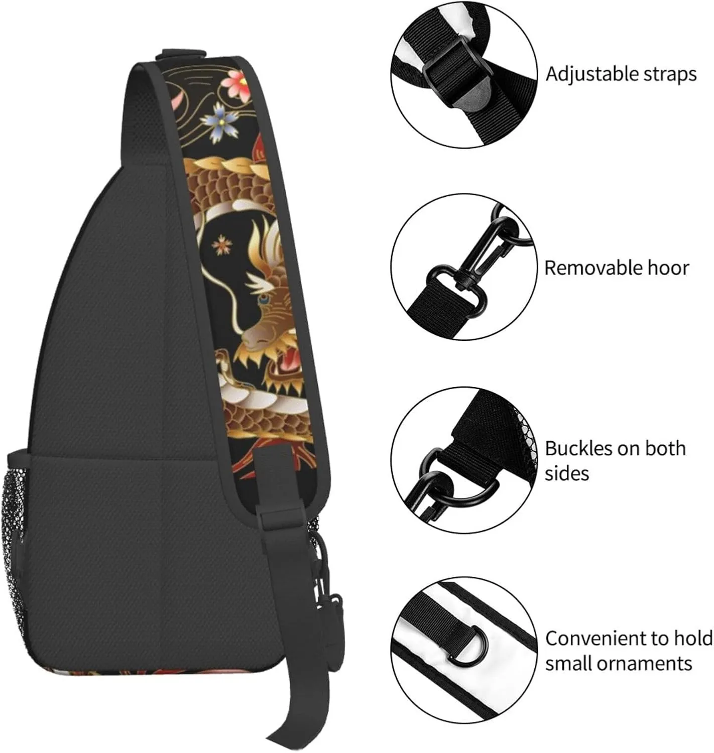 Cool Dragon Crossbody Sling Backpack Sling Bag Travel Hiking Chest Bag Dragon Daypack for Men Women