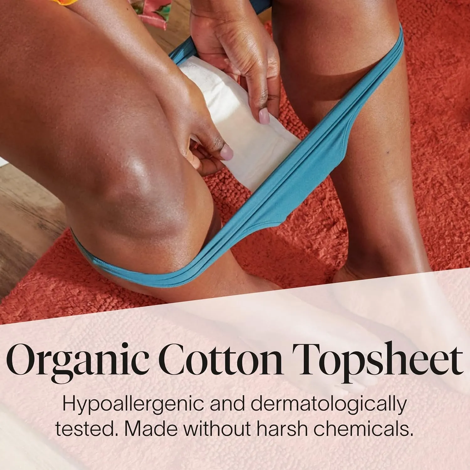 Cora Ultra Thin Organic Bladder Liners | Incontinence & Postpartum Pads for Women | Panty Liners for Bladder Leaks | Breathable Cotton (50 Extra Long)