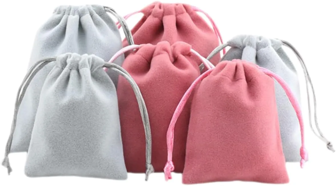 CORHAD Drawstring Jewelry Storage Bags 6 Pack Small Velvet Pouches for Jewelry Easy to Close Open and Carry