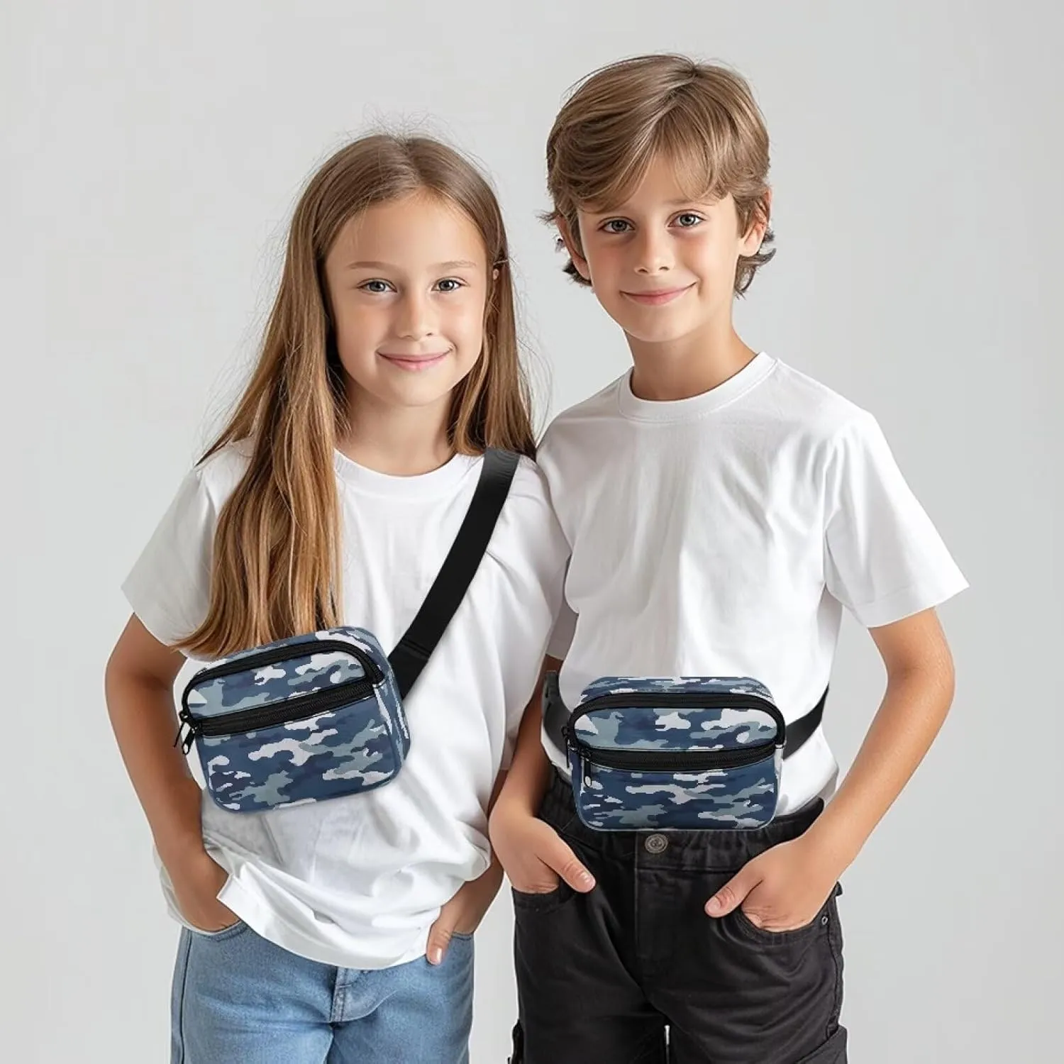 Cozeyat Blue Camo Kids Fanny Pack Boys Fanny Pack for Kids 4-6 6-9 Toddler Stuff Purse Pouch Boy 2-4 age 3-5 Children Waist Pack Kids Belt Bag Crossbody Sling Bad for Little Boys Hip Pack 6-8