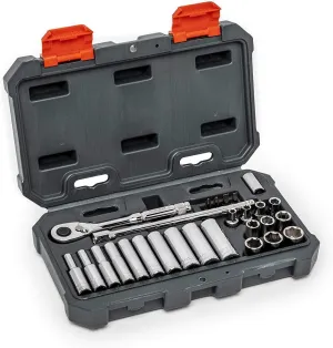 Crescent 27 Piece 1/4" Drive 6 Point Standard & Deep Metric Mechanics Tool Set - CSWS3C