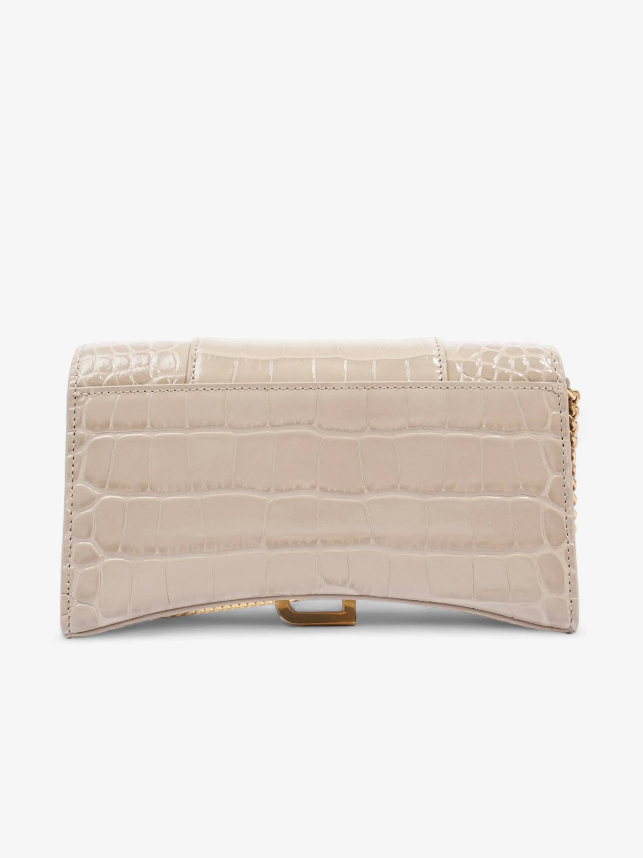 Croc Hourglass Wallet On Chain Grey Embossed Leather