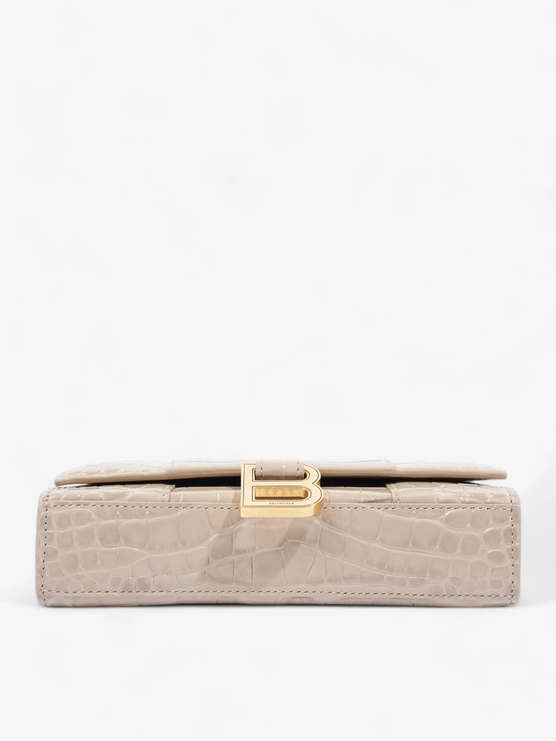 Croc Hourglass Wallet On Chain Grey Embossed Leather