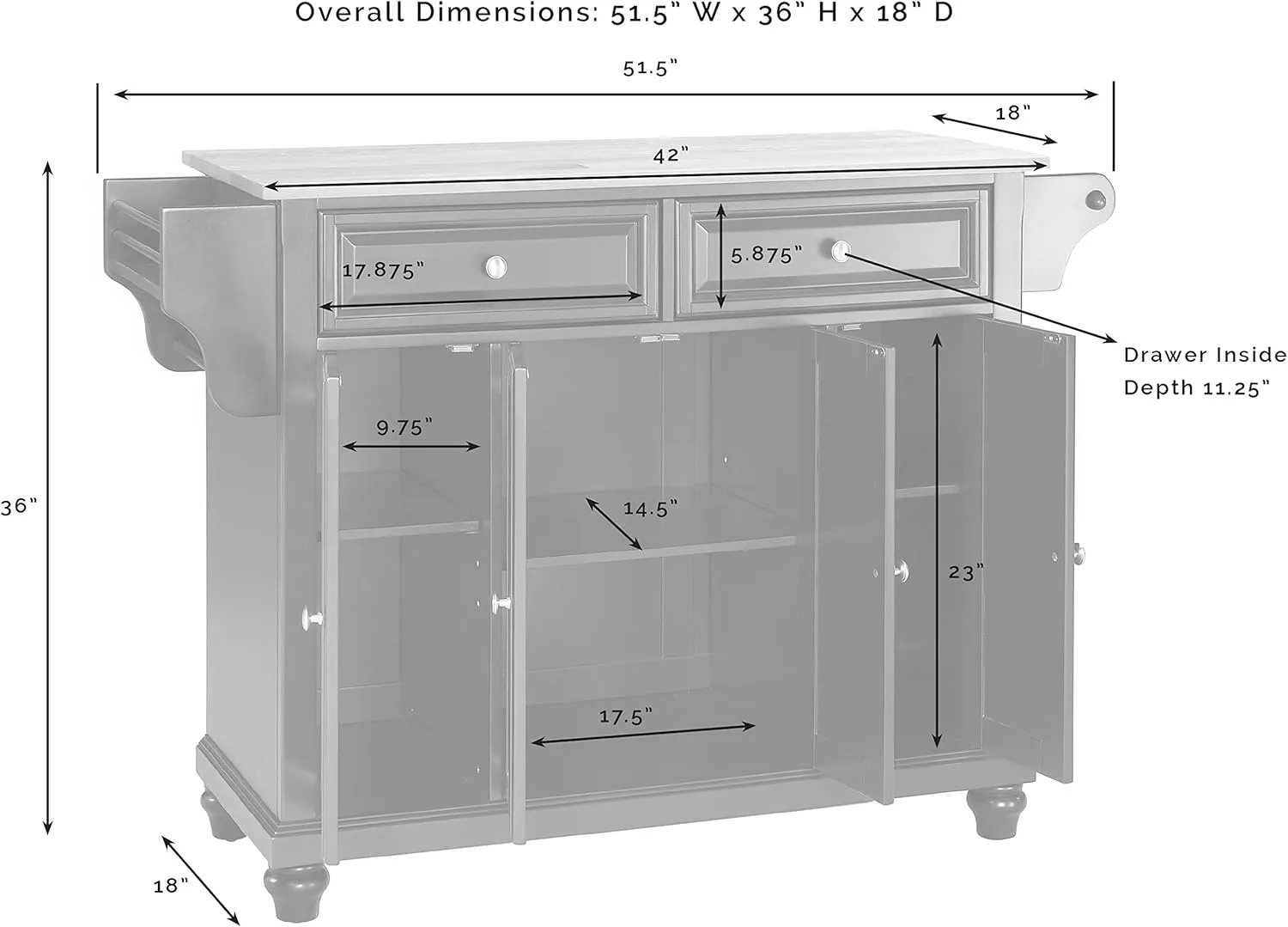 Crosley Furniture Cambridge Stone Top Rolling Kitchen Island Storage Cart, Microwave Stand, Spice Rack, White