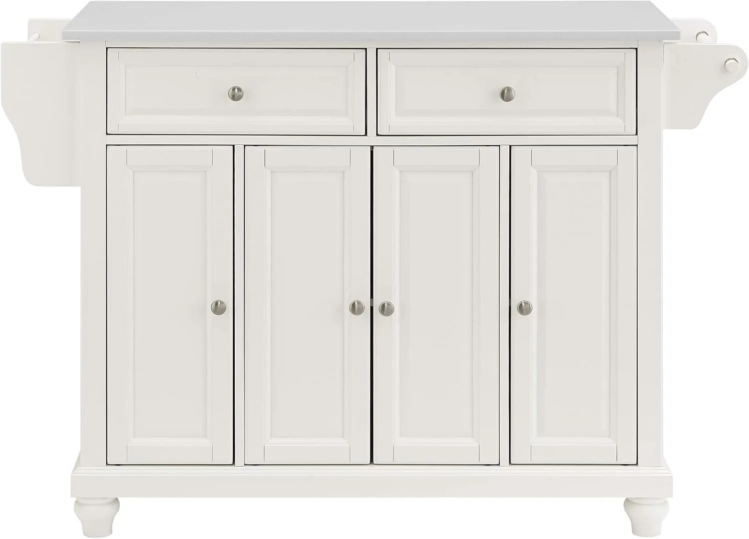 Crosley Furniture Cambridge Stone Top Rolling Kitchen Island Storage Cart, Microwave Stand, Spice Rack, White