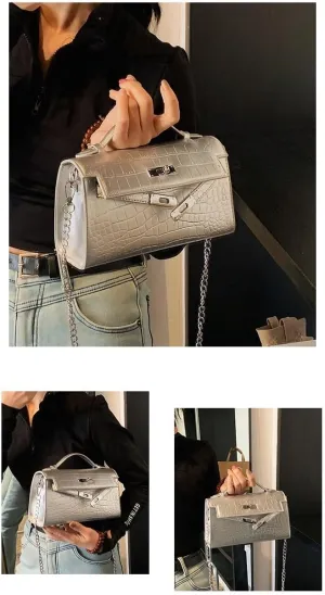 cross-body bag Crocodile Print Crossbody Bag(Silver)