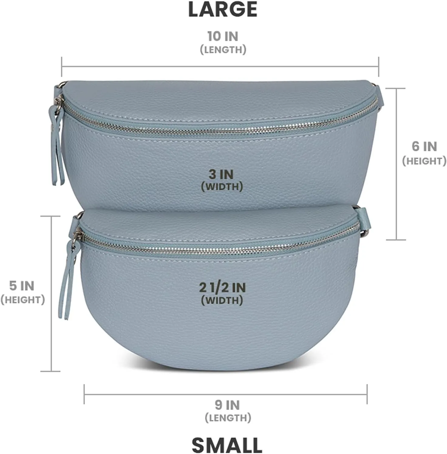Crossbody Bag - Genuine Leather - Fanny Pack - Shoulder Sling Bag - Made in Italy, Sold in U.S. by Idalia (Icy Blue, Large)