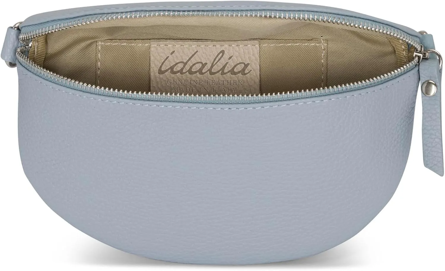 Crossbody Bag - Genuine Leather - Fanny Pack - Shoulder Sling Bag - Made in Italy, Sold in U.S. by Idalia (Icy Blue, Large)