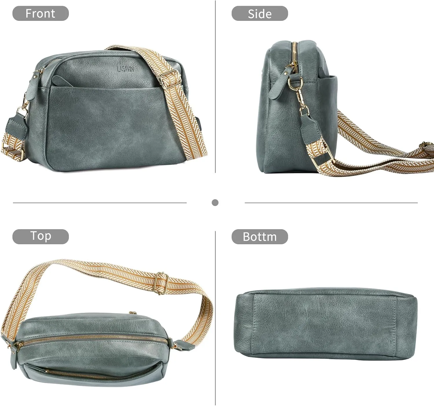 Crossbody Bags for Women, Fashion Large Size Vegan Leather Purse Shoulder Handbag with Adjustable Wide Strap