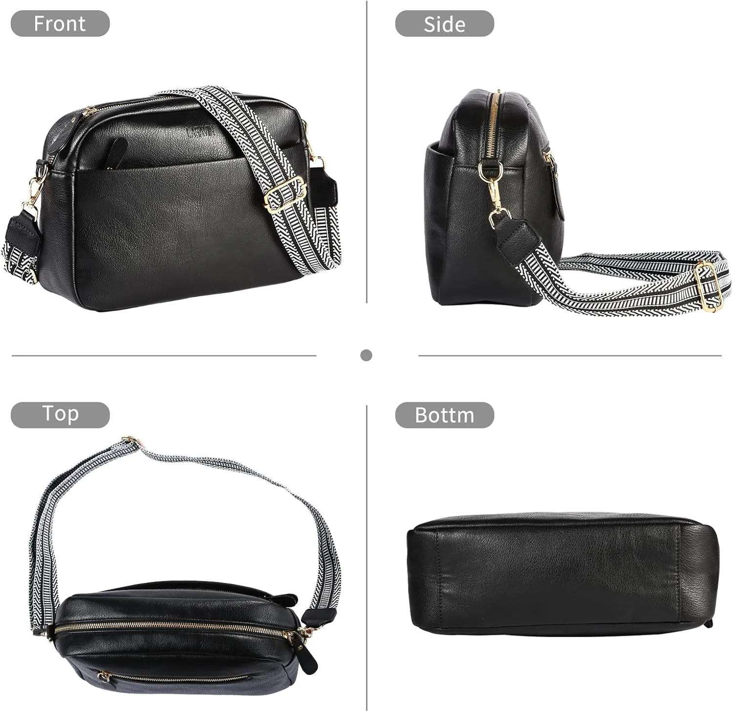 Crossbody Bags for Women, Fashion Large Size Vegan Leather Purse Shoulder Handbag with Adjustable Wide Strap
