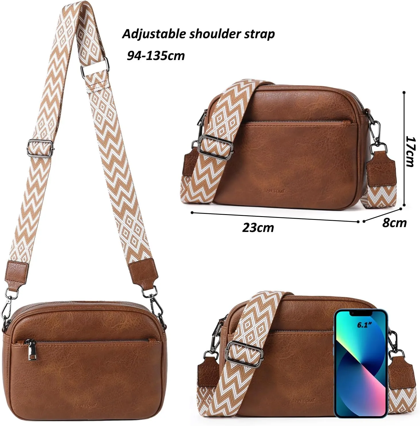 Crossbody Bags for Women Shoulder Bag Multifunctional Handbags with Compartments Small Purse with Wide Strap
