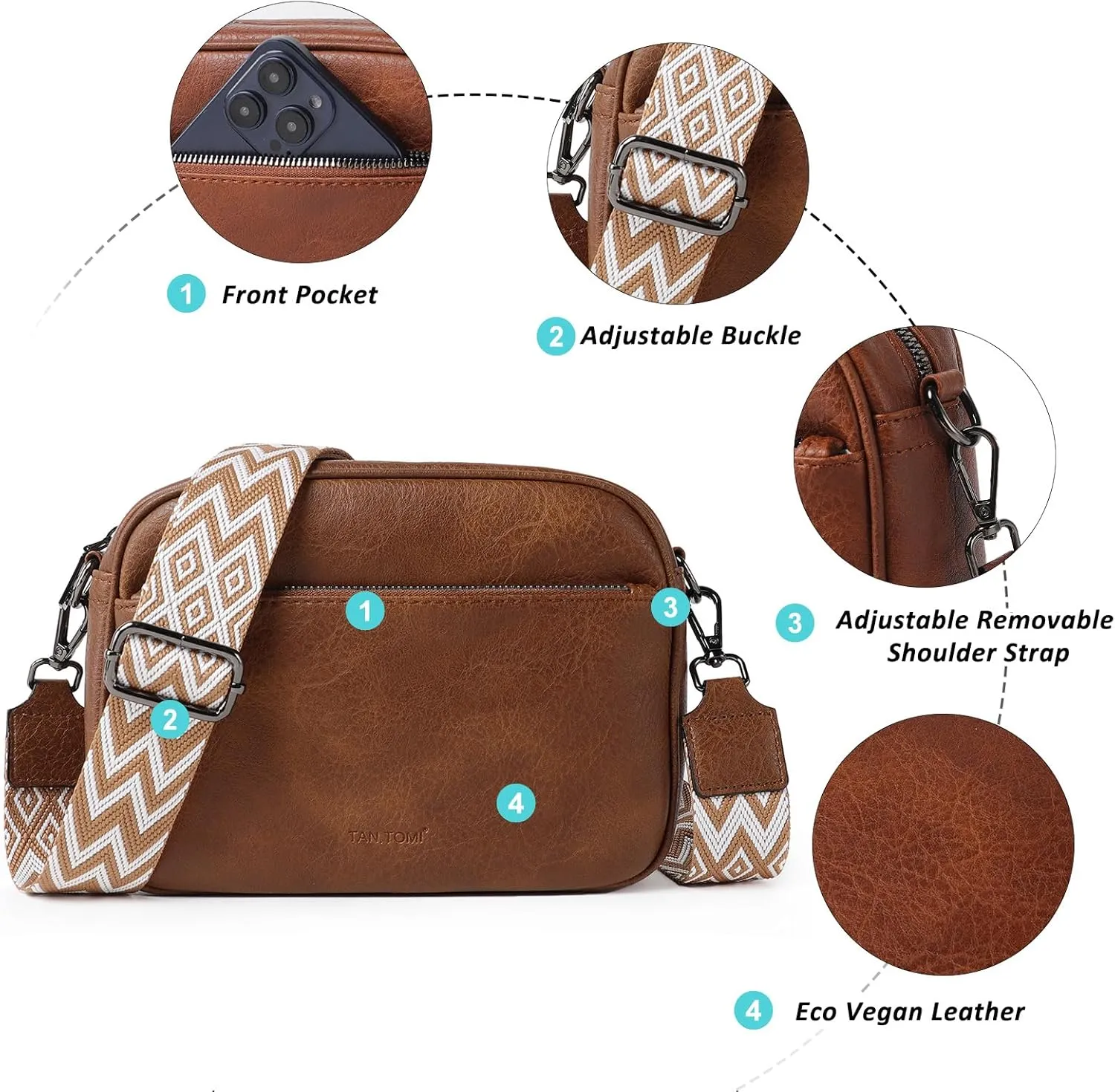 Crossbody Bags for Women Shoulder Bag Multifunctional Handbags with Compartments Small Purse with Wide Strap