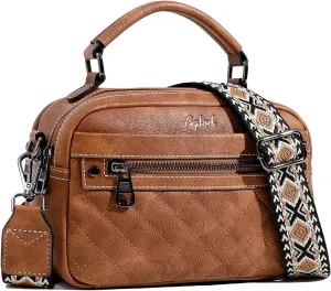 Crossbody Bags for Women Vegan Leather Shoulder Handbags Small Cross Body Purses for Women Trendy with Wide Strap