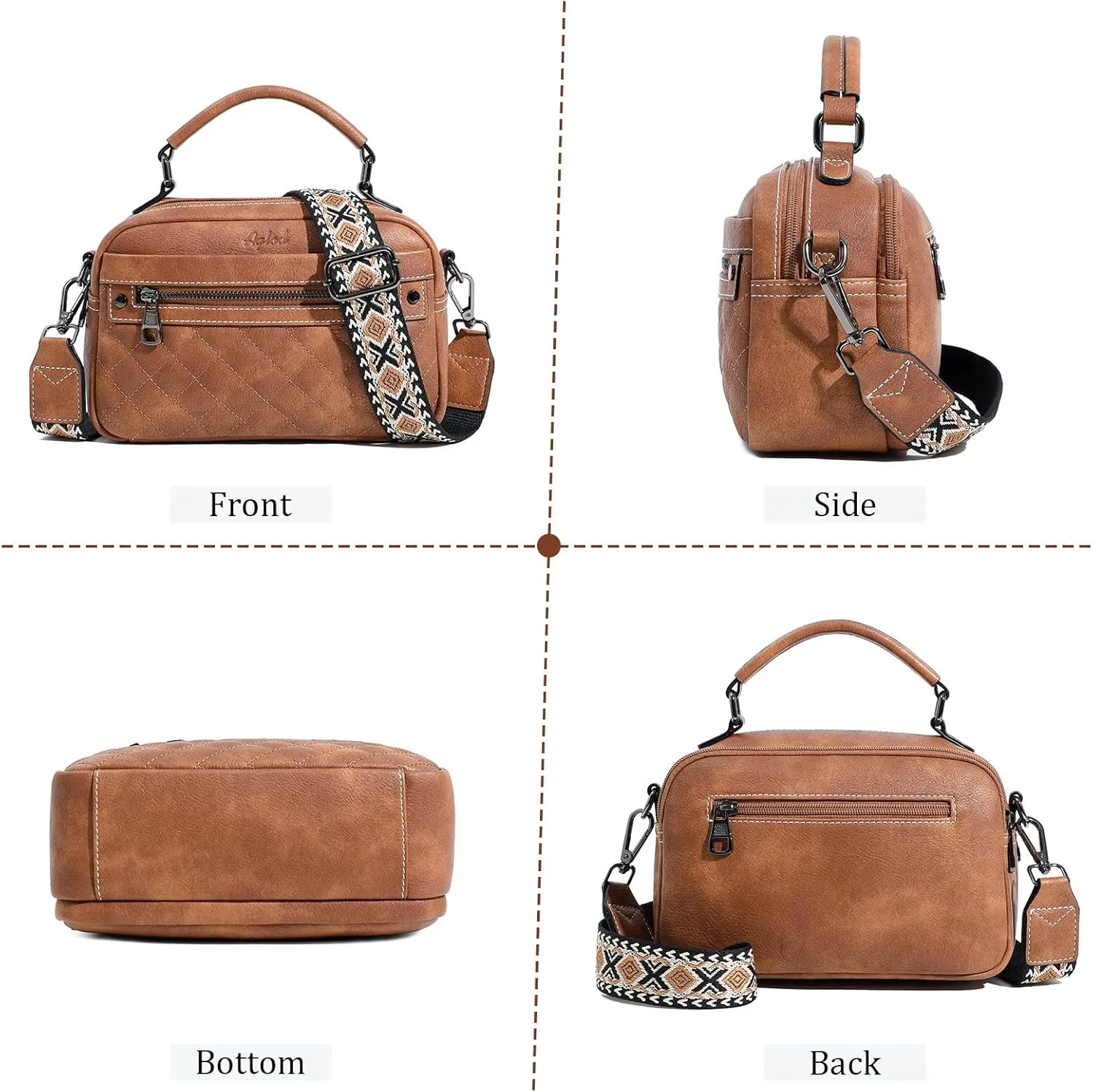 Crossbody Bags for Women Vegan Leather Shoulder Handbags Small Cross Body Purses for Women Trendy with Wide Strap