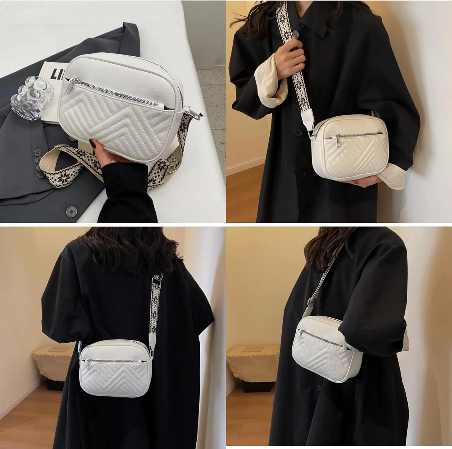 Crossbody Bags For Women with Wide Adjustable Strap Shoulder Bag Cross Body Bag PU Leather Trendy Purse Small Handbags