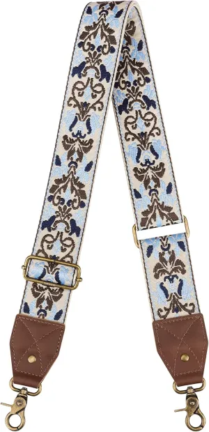 Crossbody Strap Brass Metal Hardware 2" Wide Shoulder Strap Replacement for Handbags Purses Messenger Duffel Bags Adjustable Length from 35" to 58" - Retro Vintage Jacquard Spades Heart