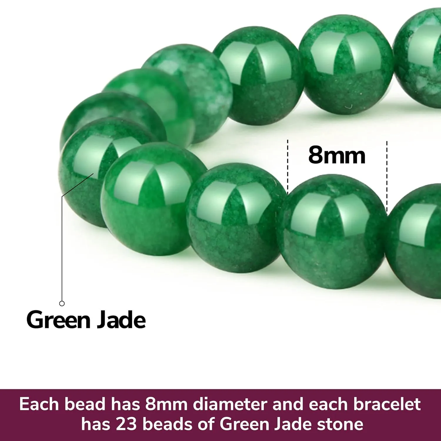 Crystal Vibe Green Jade Bracelet - Healing Crystal Wealth Bracelet - Jade Bracelet for Women Men - Bring Good Luck Prosperity and Emotional Balance - Adjustable Size
