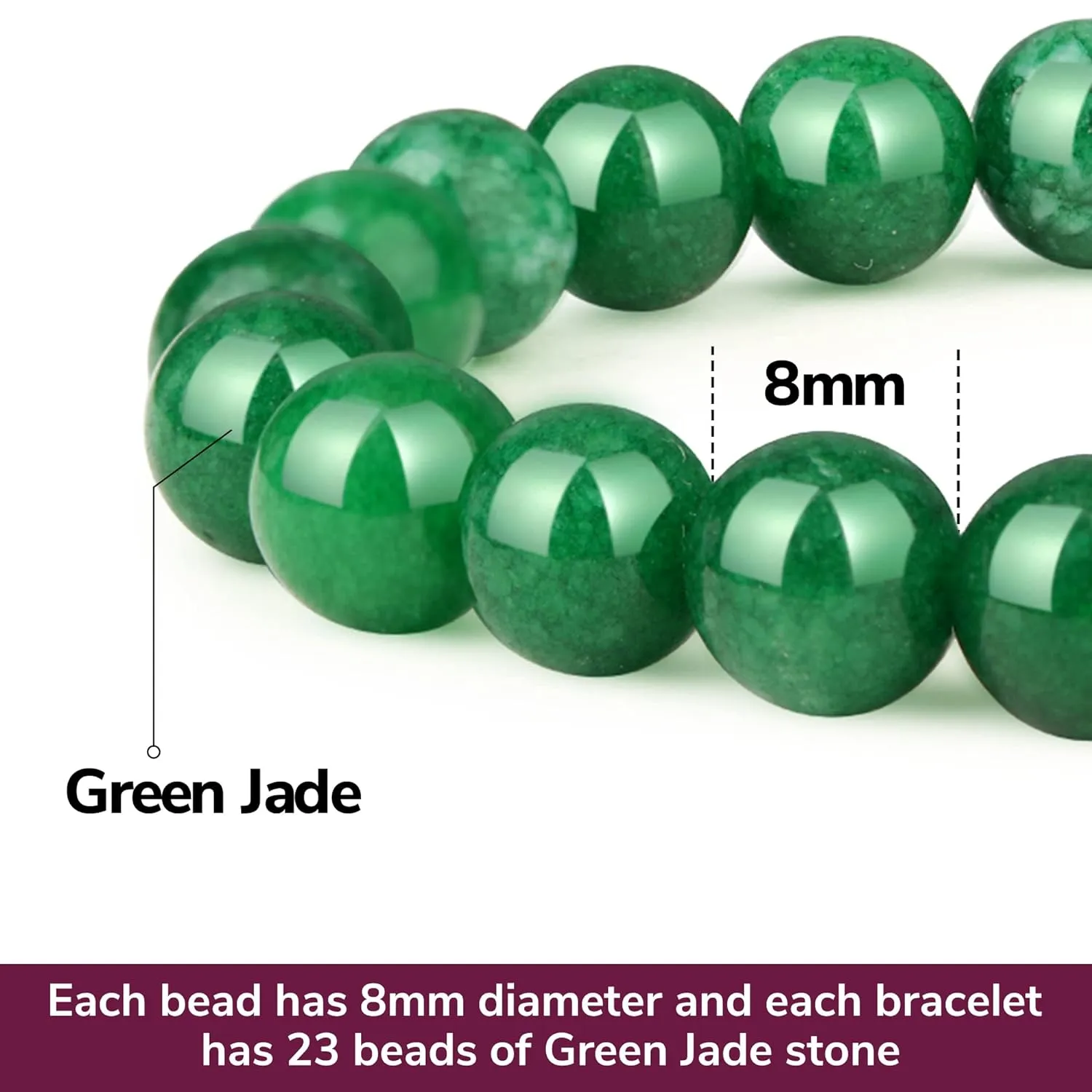Crystal Vibe Green Jade Bracelet - Healing Crystal Wealth Bracelet - Jade Bracelet for Women Men - Bring Good Luck Prosperity and Emotional Balance - Adjustable Size
