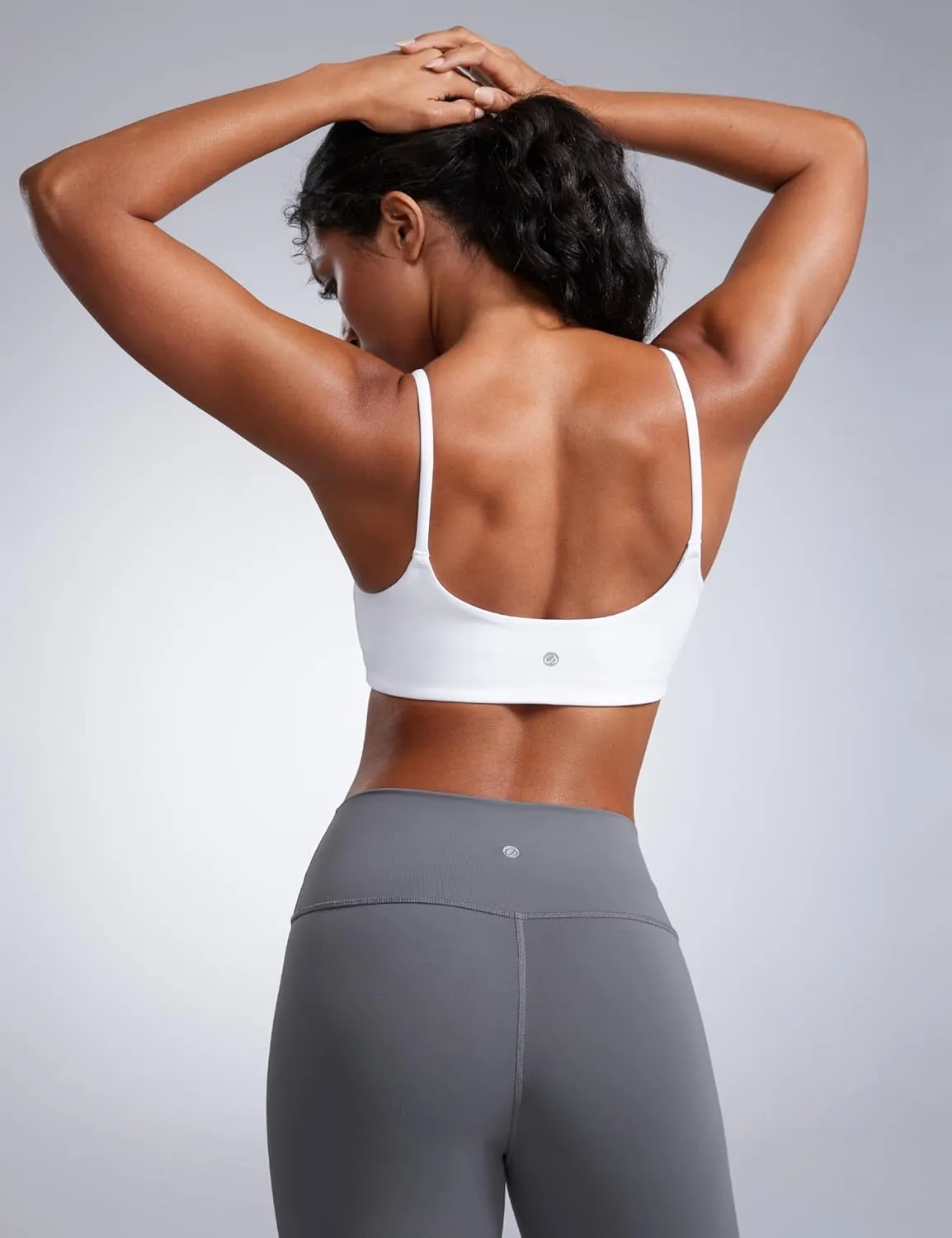 CRZ YOGA Butterbreeze Scoop Neck Sports Bras for Women - Spaghetti Straps Wireless Workout Padded Gym Cami Top