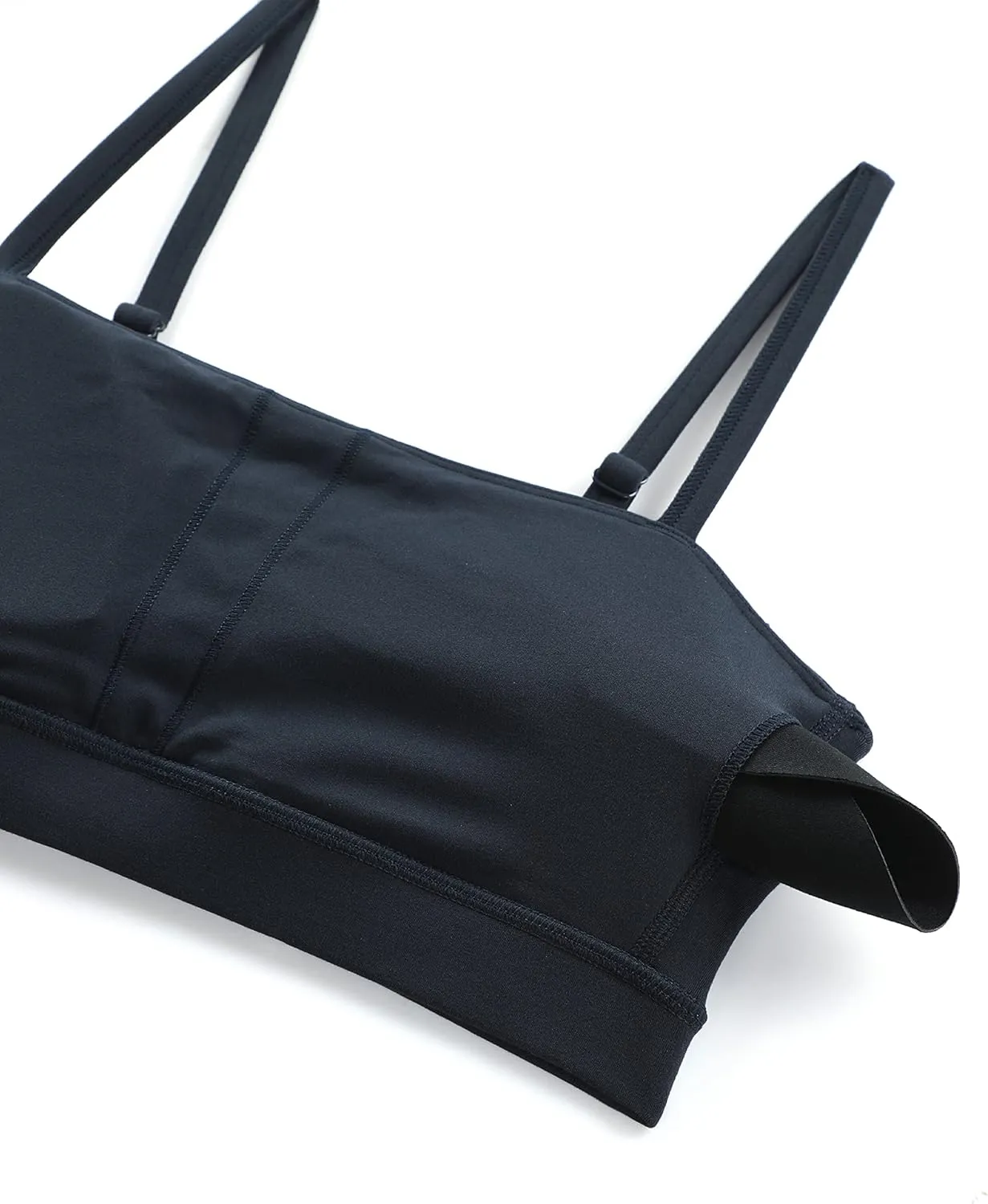 CRZ YOGA Butterluxe Womens Adjustable Spaghetti Thin Strap Sports Bra - Padded Wireless Square Neck Workout Yoga Clothes