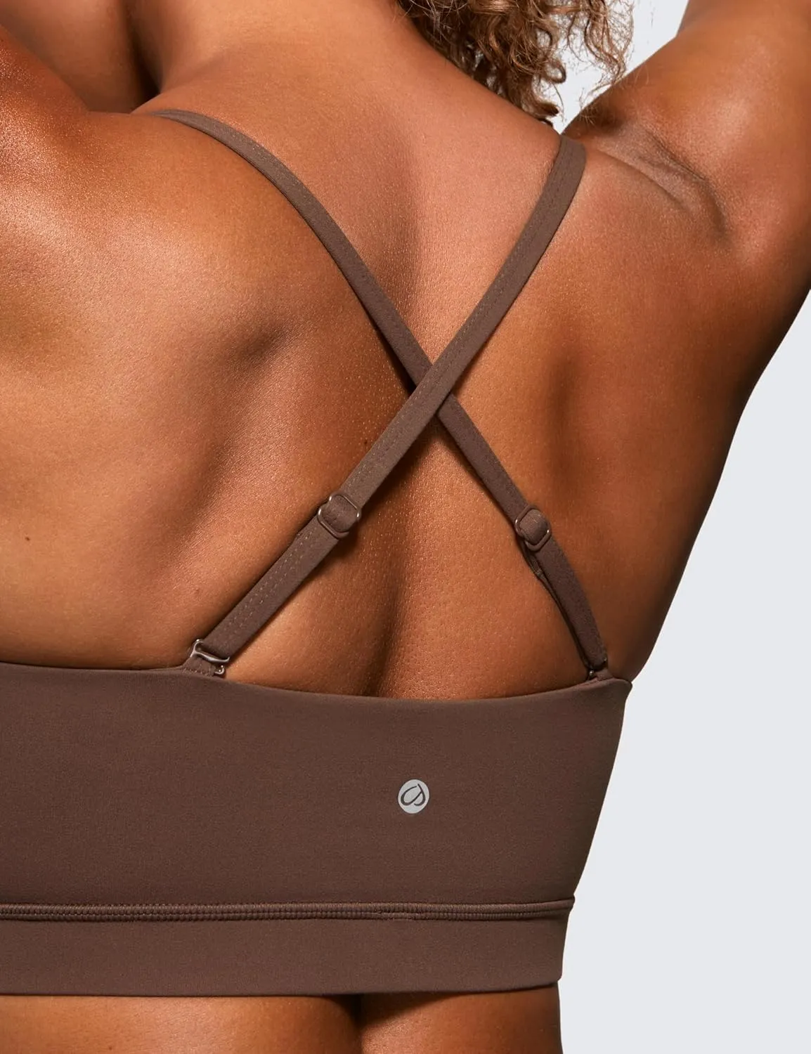 CRZ YOGA Butterluxe Womens Adjustable Spaghetti Thin Strap Sports Bra - Padded Wireless Square Neck Workout Yoga Clothes