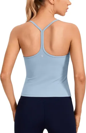 CRZ YOGA Butterluxe Womens Workout Racerback Tank Top with Built in Bra - Scoop Neck Spaghetti Strap Padded Slim Camisole