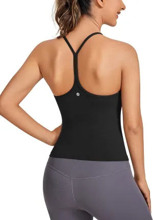 CRZ YOGA Butterluxe Womens Workout Racerback Tank Top with Built in Bra - Scoop Neck Spaghetti Strap Padded Slim Camisole