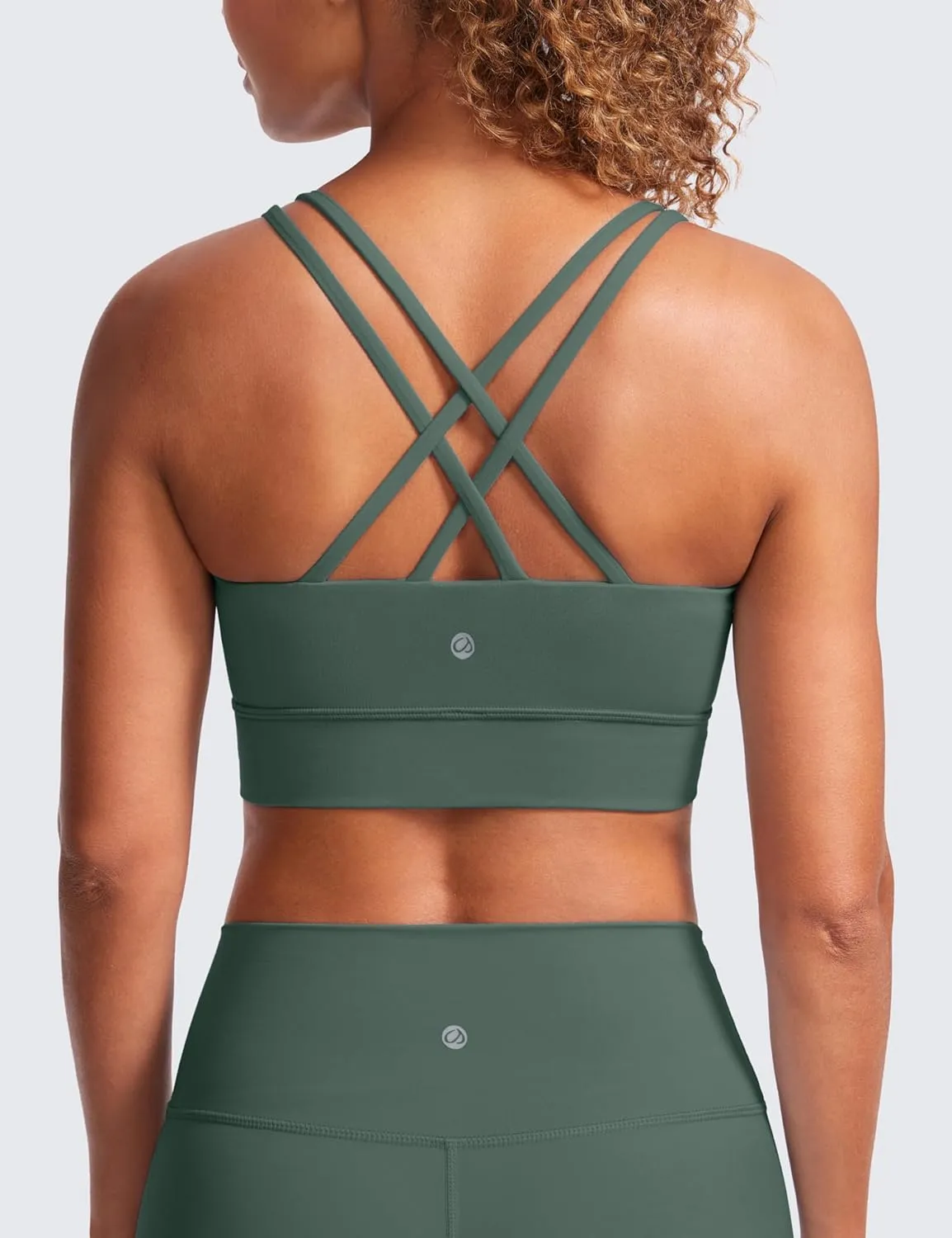 CRZ YOGA Softness Mold Womens Butterluxe Strappy Longline Sports Bra - Double Spaghetti Strap Workout Yoga Crop Top Athletic