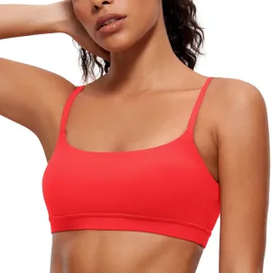 CRZ YOGA Womens Butterluxe Adjustable Spaghetti Strap Sports Bra - Scoop Neck Wireless Padded Yoga Workout Crop Top