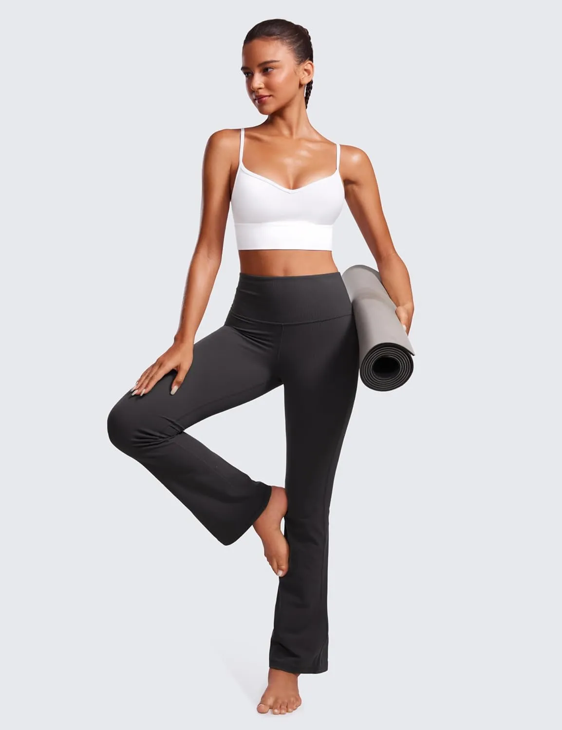 CRZ YOGA Womens Butterluxe Sweetheart Longline Sports Bra - V Neck Adjustable Thin Strap Yoga Camisole Padded Crop Top