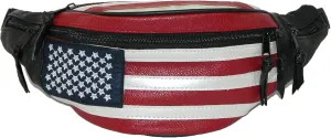 CTM® Leather Patriotic American Flag Fanny Waist Pack