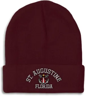 Custom Beanies for Men Anchor St Augustine Lighthouse Fl Embroidery Winter Hats for Women Skull Cap 1 Size