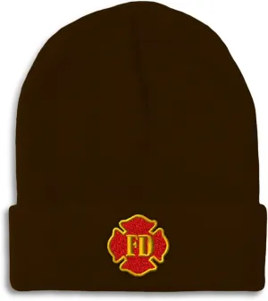 Custom Beanies for Men Fd Fire Department Embroidery Fd Winter Hats for Women Acrylic Skull Cap 1 Size