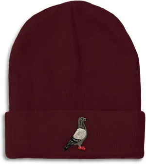 Custom Beanies for Men Pigeon B Embroidery Birds Winter Hats for Women Acrylic Skull Cap 1 Size