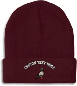 Custom Beanies for Men Pigeon B Embroidery Birds Winter Hats for Women Acrylic Skull Cap 1 Size
