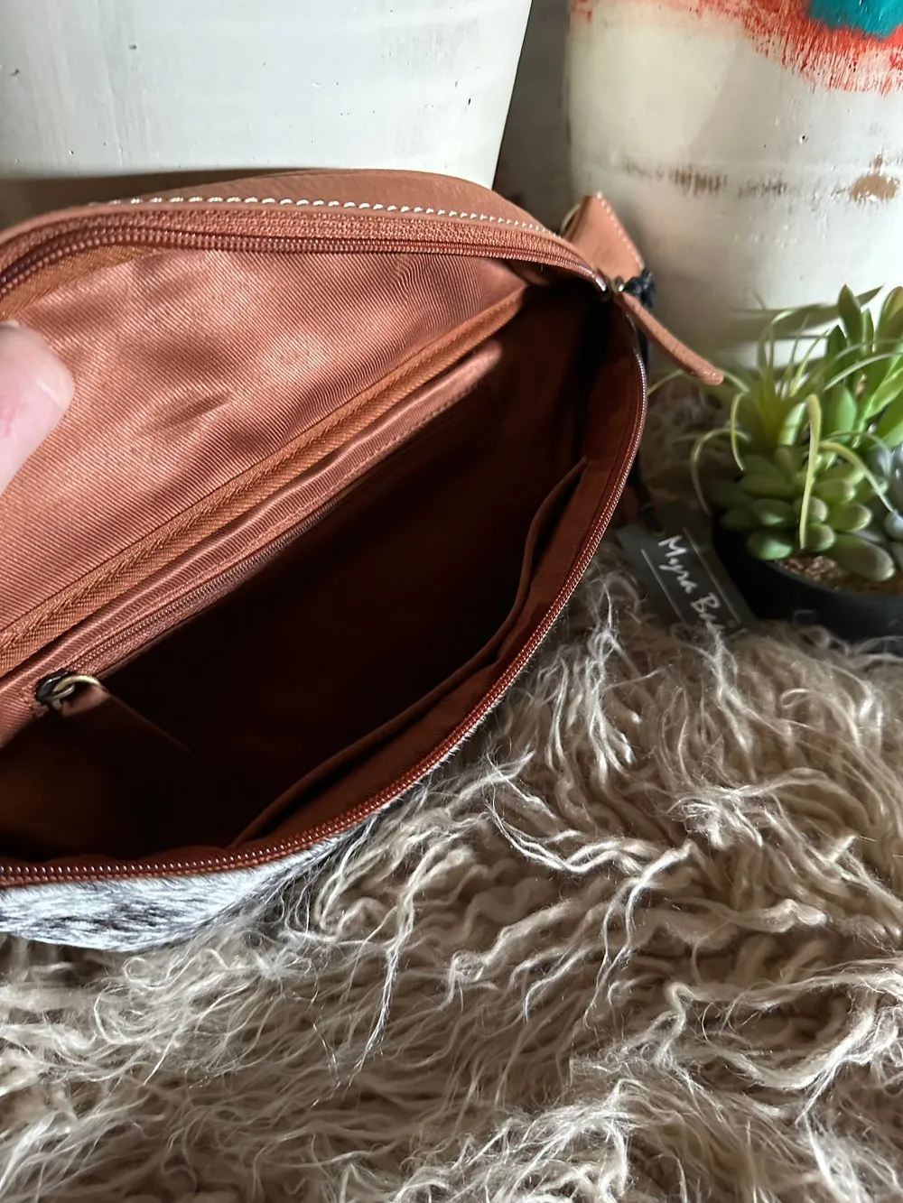 Custom Branded Cowhide Western Sling Bag, The Yellowstone Bag