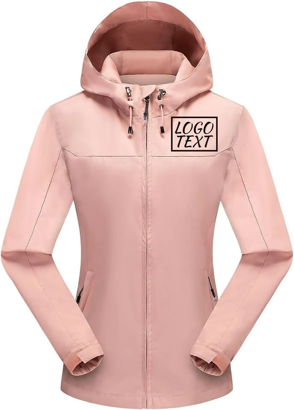 Custom Logo Women's Waterproof Rain Jacket Lightweight Hooded Raincoat for Hiking Travel Outdoor