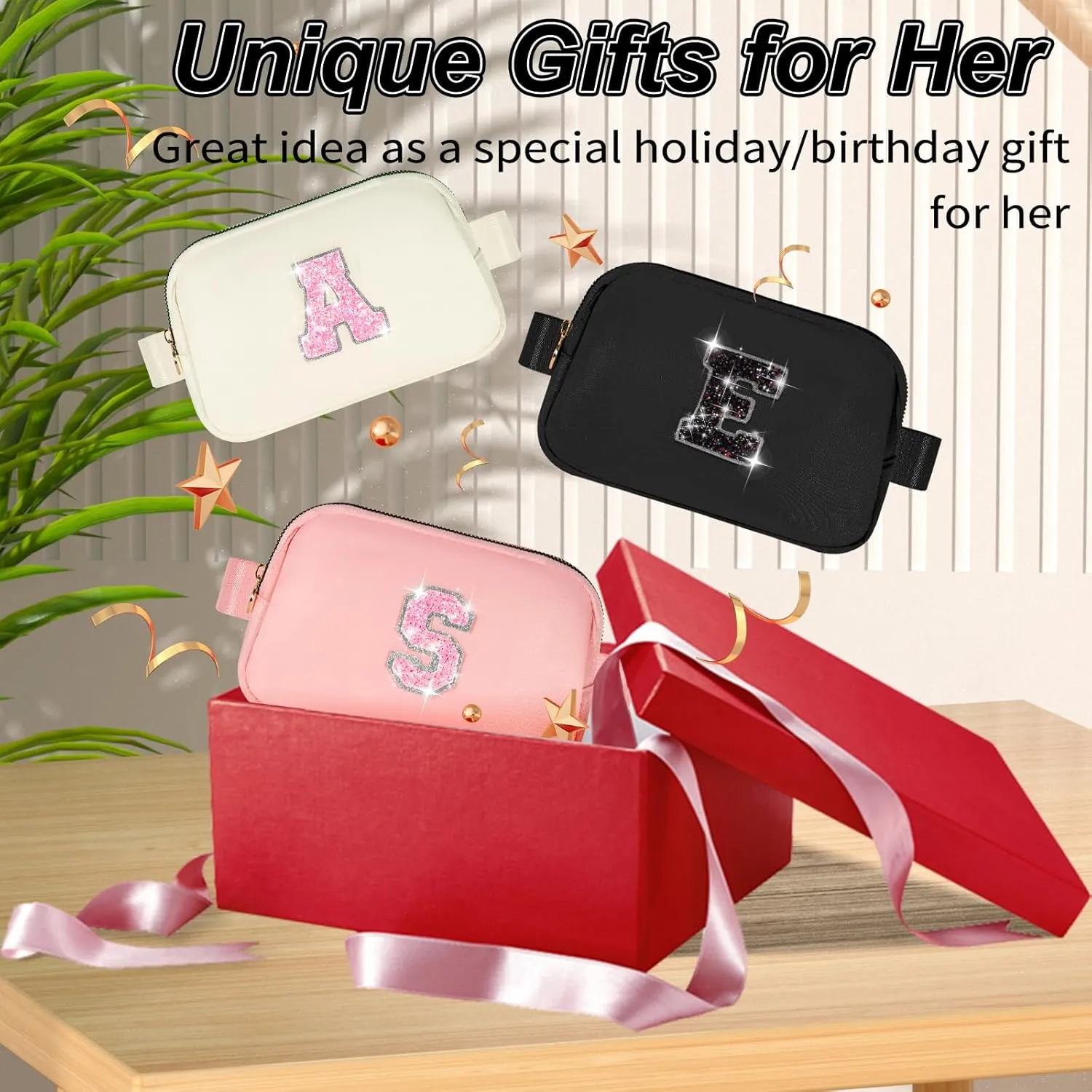 Customized Gifts for Mom Daughter Sister Her,Birthday Gift for Mom,Mom Gifts from Daughter,Mother in Law Gifts,Mama Gift Idea,Crossbody Bag Belt Bag | Black,Initial C