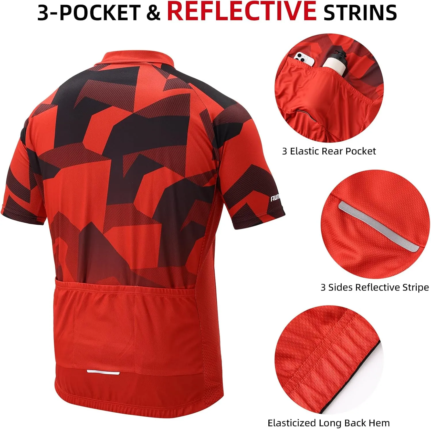 Cycling Jersey Mens Set Reflective Breathable Short Bike Clothing Quick-Dry Bicycle Shirts with 3D Padded Shorts