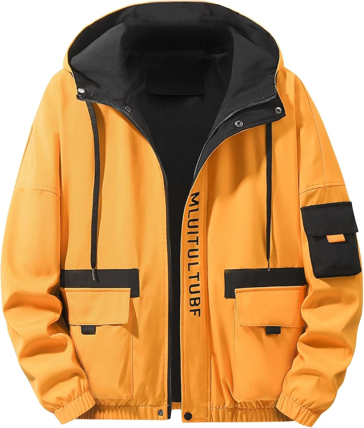 Cycling Rain Jackets for Men Outdoor Waterproof Running Bike Windbreaker Lightweight Packable Hooded Cargo Jacket